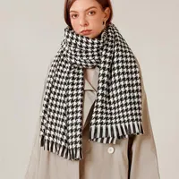 Schals Decke Schal für Frauen karierte schwarz -weiße Hundebootkaschmir warm warm dicke lange Pashmina -Schals