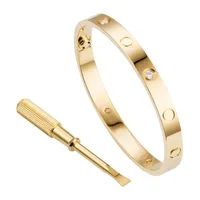 High Edition Screw Style Love Bangles Bracelets for Women Men 4 CZ Stones Designer ScrewDriver Bracelet Gold Silver Color 316L Titanium Steel Jewelry 16cm to 21cm