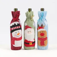 Juldekorationer vin set kreativ linne flaskdekoration som anv￤nds f￶r familj och festivalatmosf￤r