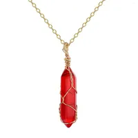 Kettingen DCARZZ RAW CARNELIAN ketting Stone hanger trendy sieraden feest genezende rood kristal goud vergulde vrouwen cadeau