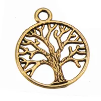 Metal Tree Charms Vintage Plantas de bronce de oro plateado Vida de los ￡rboles nuevos Accesorios de joyer￭a de moda de bricolaje Proveedores para joyas 24x20 mm 150pcs