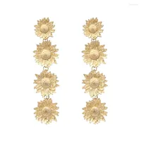 Dangle Earrings Retro Vacation Style Metal Sunflower Exaggerated Long Alloy Flower Women's Jewelry True Beauty Wholesale