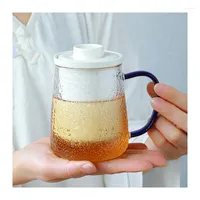 Muggar eftermiddag te kaffekoppar glas frostat v￤rmebest￤ndig transparent kopp med filterkontorstillbeh￶r byr￥ accessoires taza te