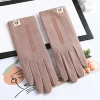 Handschoenen vijf vingers guantes clidos terciopelo mujer manoplas suaves y elegantes de una sola capa a la moda para pantalla tctil invierno
