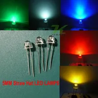 5 Färg 1000pcs Lot 5mm Straw Hat Diode White Red Blue Green Yellow Ultral Lysds Kit LED Light198q