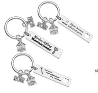 New Home Adventures Housharming Key Chain Pendant Family Love Keychains Creative House Luggage Decoration Key Ring JNB16542
