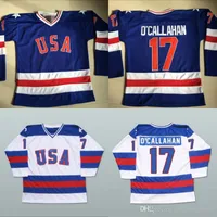 #17 Jack O'Callahan 1980 Miracle on Ice Hockey Jersey Mens 100% gestikte Embroidery S Team USA Hockey Jerseys Blue White