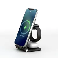 Folding three- in- one wireless charger stand is suitable for Huawei Apple 14 mobile phone headset watch charging 15W