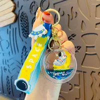 Keychains 2022 Funny Trendy Float Astronaut Keychain Liquid Quicksand Squin Sequin Sequin Bag Key RING Child Child Gift Creativity Car