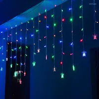 Strings 1.5x0.5m LED String Christmas Fairy Lights Butterfly Guirlande Lumineuse Curtain Wedding Party Decoration