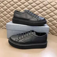Popular Nylon & Leather Gabardine Sneakers Shoes For Men Macro Triangle Rubber Outdoor Trainers Platform Sole Comfort Discount Casual Walking