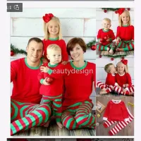 Noel Süslemeleri 3 Renk Çizgili Noel Ailesi Eşleşen Pijama Setleri Noel PJ'nin annesi kızı Baba oğul Sweetwear Daddy Mommy ve Me Pijama Kıyafetleri