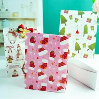 Geschenkomschakeling 10 stks Kersttas Kraft Paper Candy Cookies met sticker Tree Food Packing Bags Xmas verjaardagsfeestje decor