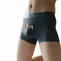 underpants Ice Silk Man Sex Lingerie Boxers Underwear Male Funny Pants Sexy Cartoon Pattern Cute Parody Boy Shorts Gay Outdoor Briefs U0KB#
