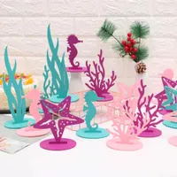 Mermaid Party Coral Seaweed Seahorse DIY Decora￧￣o Tabela de mesa de mesa de mesa de anivers￡rio infantil Festa de ch￡ de beb￪ suprimentos de ch￡ de beb￪ RRA58