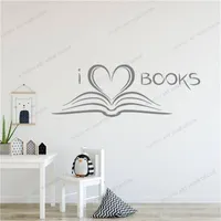 Wall Stickers Bookworm Library Literature I Love Books Sticker Decal Reading Room Removable Self Adhesive Wallpaper Mural CX996