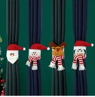 Świąteczna kreskówka Santa Claus Elk Snowman Doll Curtain Bugains Wesołych Świąt Dekoracje dla domowych ozdób świątecznych FY7984