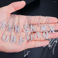 Choker Kbjw elegant glänzende kubische Zirkonia Kristall 26 erste Namensbuchstaben Anhänger Halskette für Frauen DIY Custom Schmuck Geschenk Tropfen
