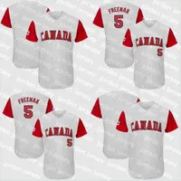 야구 유니폼 New College Baseball Wear #5 Freddie Freeman 남자 캐나다 팀 2017 세계 야구 클래식 모든 스티치 프레디 프리먼 고품질베이스 바