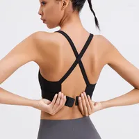 Yoga outfit europeiska och amerikanska sportbh kvinnors fitness korsar vackra rygg underkläder stötsäkra västbågar