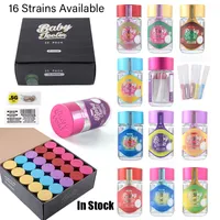 VS Warehouse Baby Jeeter Infused Glass Jars Bag E Cig -accessoires 16 Stammen 2,5 gram Lege Clear Rolling Tobacco Containers Voedsel Grade Jars Droog kruidengereedschap
