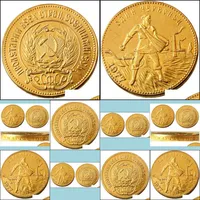 Arts and Crafts 1977 Sovjet Russian 1 Chervonetz 10 RoBs CCCP USSR Lettered Edge Gold Compated Russia Coins Copy Drop Delivery 2022 DHS2Y