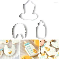 Baking Moulds Baby Shower Bottle Bib Shape Biscuit Cookie DIY Chocolate Cutter Fondant Feeding Cake Mold Pastry Bakeware Tool