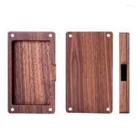 Bolsas de joyer￭a soporte para tarjetas de negocios de madera natural de bolsillo delgado cr￩dito de color nogal negro estuche magn￩tico x4ya