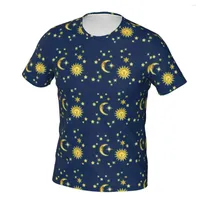 Camisetas masculinas Sun Moon Stars T-shirt desenho animado impressão de desenho animado Man puro Padrão de verão camiseta camiseta de manga curta