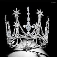 Nagłówki HG11372 Klasyczne barokowe okrągłe tiara elegancka złota dhinestone moda księżniczka ślubna głowa ślubna dla narzeczonych