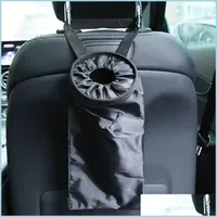 Andra interiörstillbehör Portable Car Seat Back Garbage Bag Trash Can Leak-Proof Dust Holder Case Box Styling Oxford Cloth Drop Del Dhent