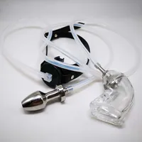 Masseur vibrateur pénis BDSM Système d'irrigation du pénier flux de gaine dans le bouchon de l'anus et de la bouche d'entrée de dispositif de chasteté coq
