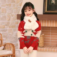 Suéteres femininos Red Christmas Tree Sweater Snowflake Bola fofa espessada espessada no estilo de elk infantil de garotas