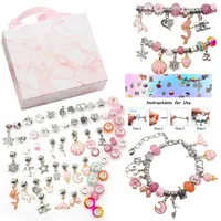 Charm Armband Kette Making -Kit mit Perlen DIY Bastelhalskette Kristallarmbänder Geschenk für Teenager Mädchen Kinder