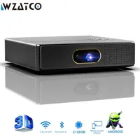 Projektörler WZATCO S5 HD 4K Gerçek 3D DLP Projektör Zoom Otomatik Keystone Android 9.0 WiFi LED Akıllı Taşınabilir Proeyektör Bluetooth Airplay 221020