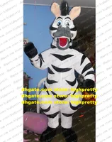 Vivid White Zebra Mascot Costume Mascotte ZEBRAKDDI Pinto With Big Grey Mouth Bigs Yellow Ears Blue Ear Adult No.1852