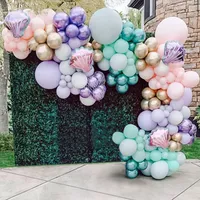 Macaron Balloon Party Decoration Chain Set Purple Shell Ocean Mermaid Birthday Party Tema Bal￵es decorativos