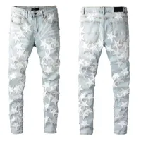 Mens Skinny Jeans for Man Pants Designer Jeans Grey Rip Denim Biker Paint Distress Pant Bone Slim Fit Stretch Motorcycle Star Halloween Hip Hop Straight Streetwear