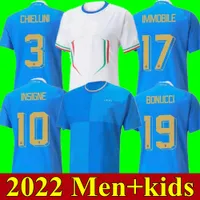 2022 2023 Italia Soccer Jersey Home Away 22 23 Jorginho Italys Shaarawy Bono Bonocci insigne Bernardeschi Italia dla dorosłych mężczyzn Kit Kit Młodzieżowe koszulki piłkarskie