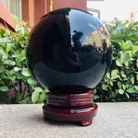 Figurines décoratives 40mm-200 mm Natural Black Obsidian Quartz Sphère grande pierre de guérison de la boule de cristal pour l'affichage 1pc