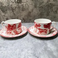 أكواب الصحون 2022 Nordic Design Bone China Coffee and Tableware Plates Dishes Deenshies Tea Drintware with Gift BO