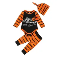 Kleidung Sets Anzug Kinder Outfits Kinderkleidung Halloween Girl K￼rbispackmantel Baby gestreiftes Hosen Junge E17674
