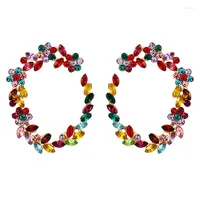 Stud Earrings ZHINI Punk Geometric Circle Hoop Earring Luxury Charming Colorful Crystal For Women Party Jewelry Brincos