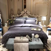 Zestawy pościeli luksusowe 1400TC bawełniany Jacquard Queen King Set Set Bed Sheet Arkusz Duvet High-end próbka pokój Pare de Lit