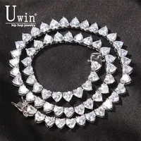 Pendanthalsband Uwin Heart Tennis Chain 6mm Choker Micro Paled Iced Out Cubic Zirconia Luxury Bling Charm Vintage Short Necklace 221020
