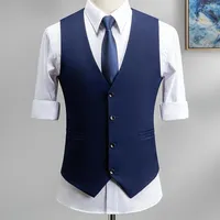 Men&#039;s Vests Men Suit Vest Slim Korean Pure Color Casual Waistcoat For Wedding Dress High Quality Plus Size 5XL 6XL