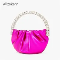 Evening Bags Round Diamond Clutch Women Designer Chic Mini Metal Handle Purses And Handbags For Wedding Party 221020