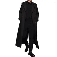 Trench Coats Men's Pure Cashmere Black Longstyle Breaker pour l'homme Véritable beau manteau décontracté classique