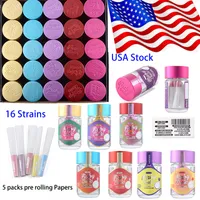 USA Stock Baby Jeeter Infused Prerolls Sac E-cigaretteg Accessoires Verre Verre Bouteille Clear Round Board 5 PACKS PAPIRES Prévu