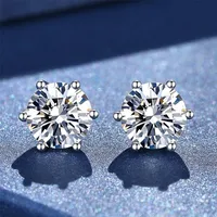 Stud aeteey echte Diamantohrringe d Farbe 1CT 925 Sterling Silver Sechs Stecker Hochzeit Fein Schmuck für Frauen 221020